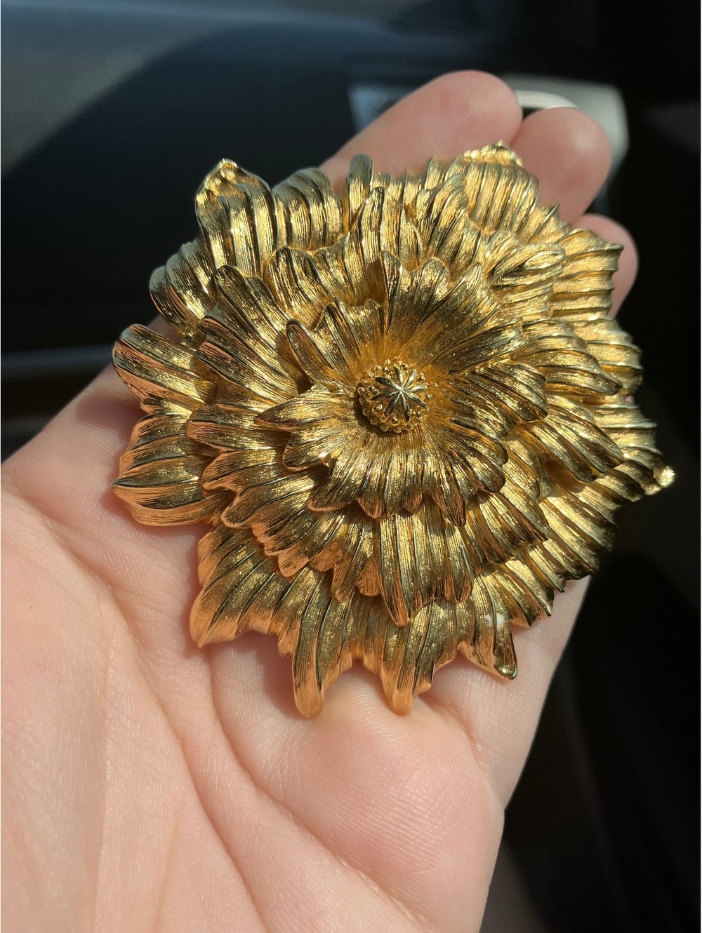 Monet Gold Flower Brooch